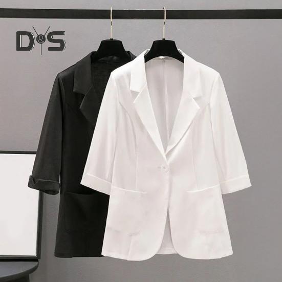 Dámský oblek Kabát Klopa 3/4 rukáv Knoflíková léga Letní sako Oblekové sako Jednobarevné Tenké Prodyšné Ležérní kabát