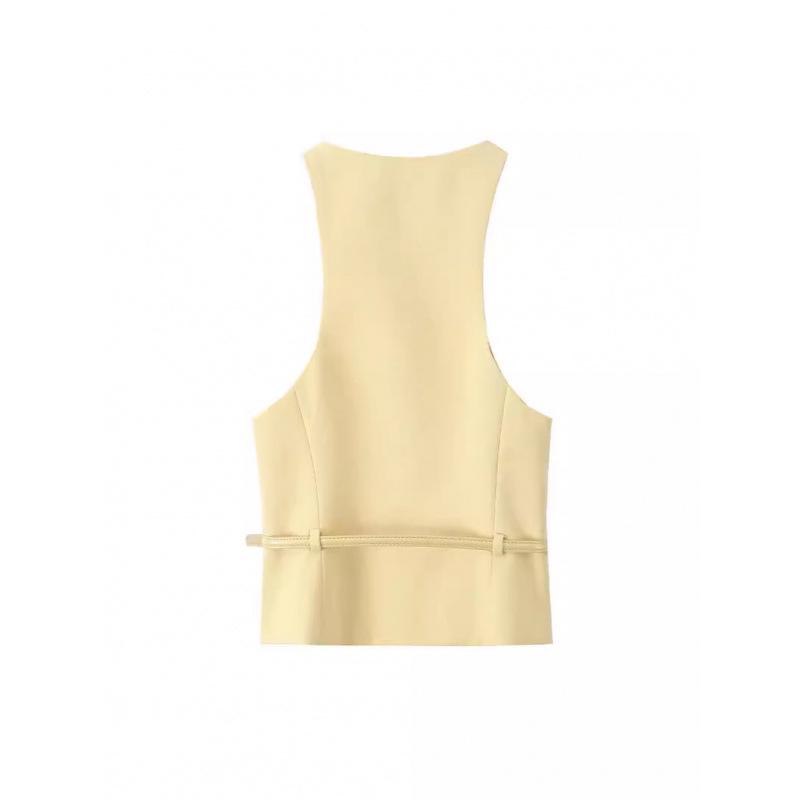 Trendy European & American Women's French Fashion Belted Vest Top