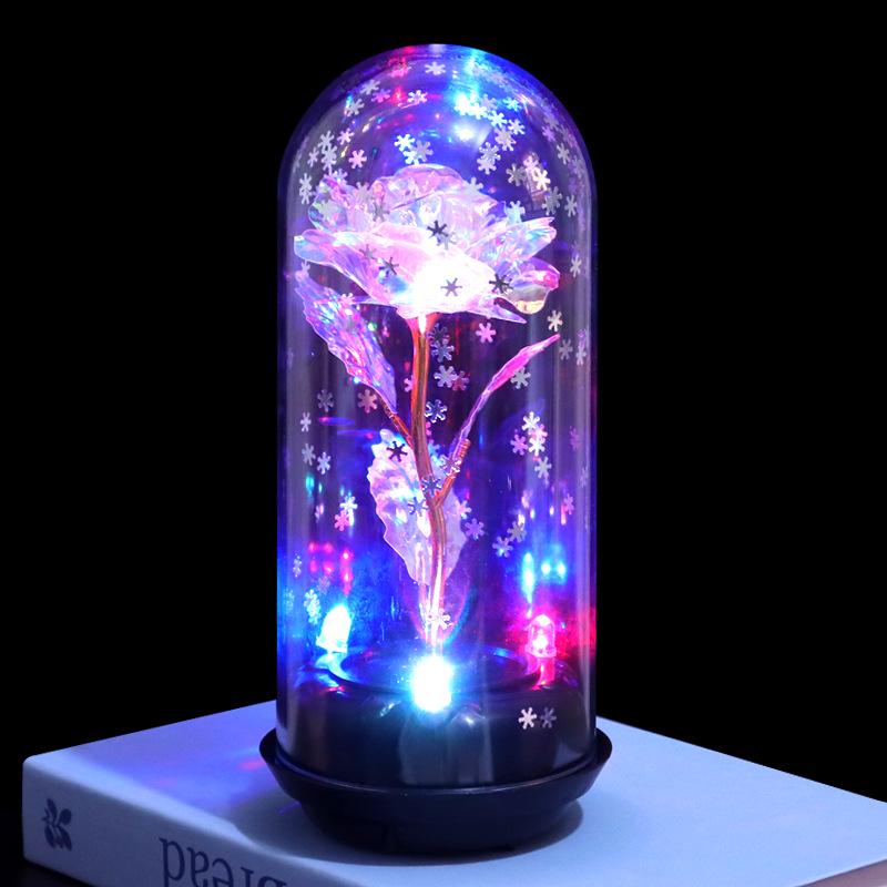 Crystal Glass Rose: Luminous Preserved Flower Music Ornament for Valentine's Day