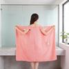 Women's Quick-Dry Soft Coral Fleece Wearable Bathrobe Towel