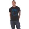 Nirvana T-Shirt Blau Lächeln Band Logo neu Offiziell Herren Schwarz