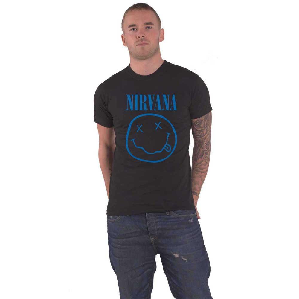 Nirvana T-shirt Blue Smile Band Logo new Official Mens Black L