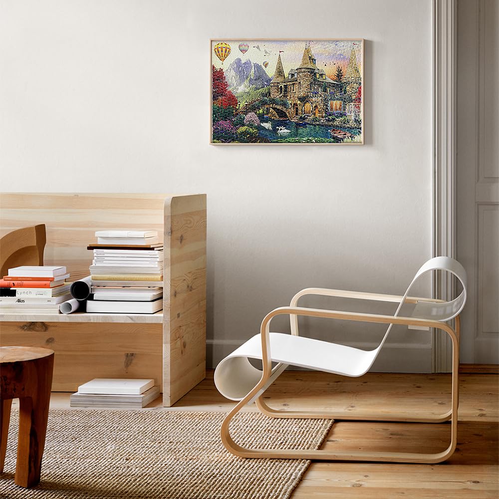MISITU Micro Piece Jigsaw 1000 Landscape Stylish Swan Castle x 38 Puzzle, Pieces, Painting, Castle, Garden, Lake, Gift, Birthday, Christmas, Interior,