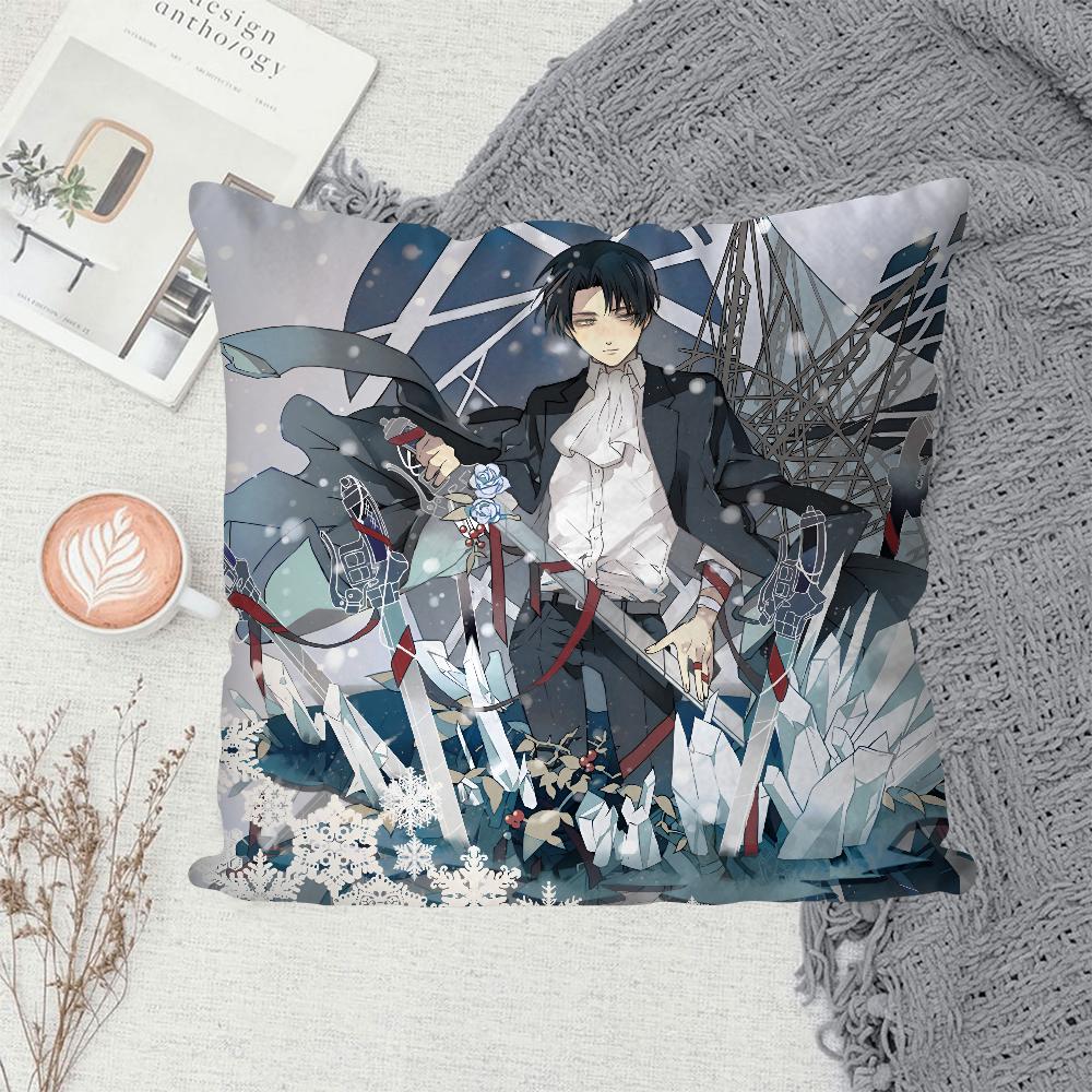 

1PC Levi Ackerman Attack On Titan Pillow Case Sofa Decorative Home Double-sided Printing Short Plush Cute Cushion Cover 16x16Inch