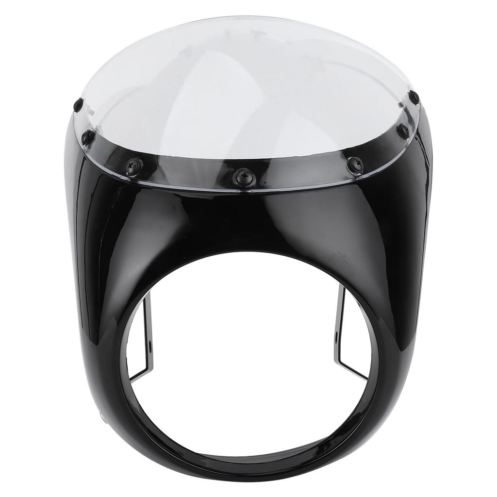 7in Headlight Fairing Wind Deflector Windshield Universal for Motorcycle(Glossy Black Transparent Lens )