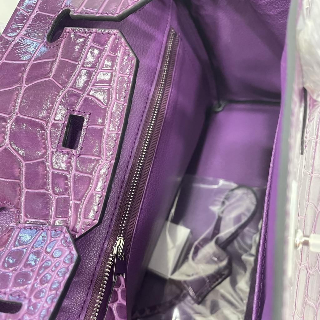 New Top-grain Cowhide Crocodile Pattern Women's Full Pair Version Shoulder Strap Version Handbag Lock Solid Color Women's Bag