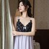 Suspender Nightdress Women's Summer French Sweet Lace Embroidered Pure Desire Pajama Skirt with Chest Pad Can Be Worn Outside Loungewear Cotton