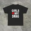 Dziewczyny Kochają Mój Swag Koszulka Śmieszna Graficzna Koszulka Y2K Męska Czarna Retro Streetwear