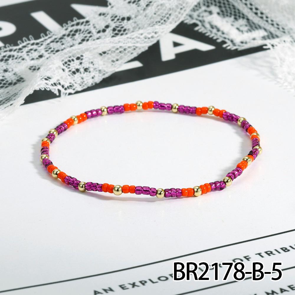 Literary Gentle Style Bow Knot Retro Color Block Rice Bead Layered Bracelet
