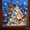 Waterproof PVC Christmas Ornaments Xmas Tree Santa Window Sticker, Static Cling Snowy Elk Decal Decal, Removable for Glass Doors Windows Claus Pattern