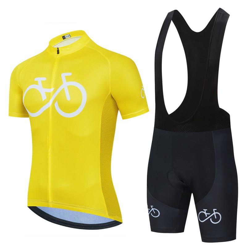 Mens Breathable Cycling Jersey Bib Shorts Set Short Sleeve Riding Outfit Road Bike MTB