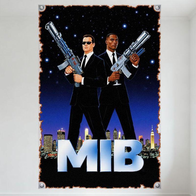 

Men in Black (MIB) Sci-Fi Night Sky City Metal Tin Sign Vintage Retro Wall Decor for Bar Club Man Cave Home Office Art Plaque 20x30cm（7.8x11.8inch）