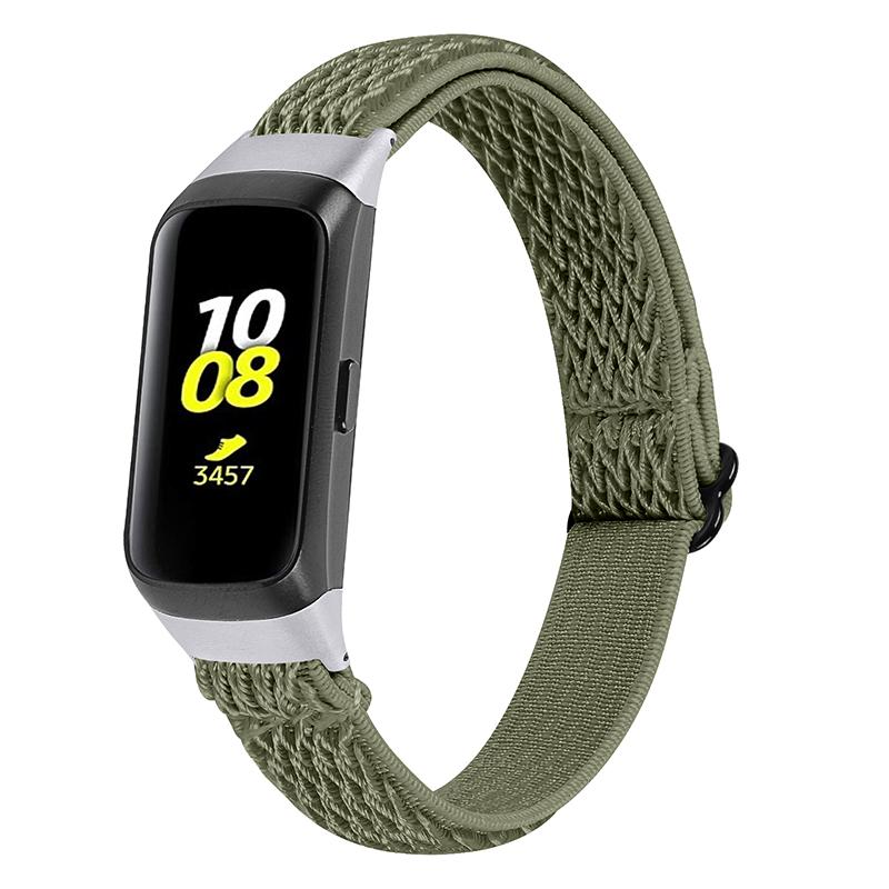 

Adjustable Nylon Sport Loop Watch Band Braided Weave Replacement Strap for Samsung Galaxy Fit R375 Olive Green