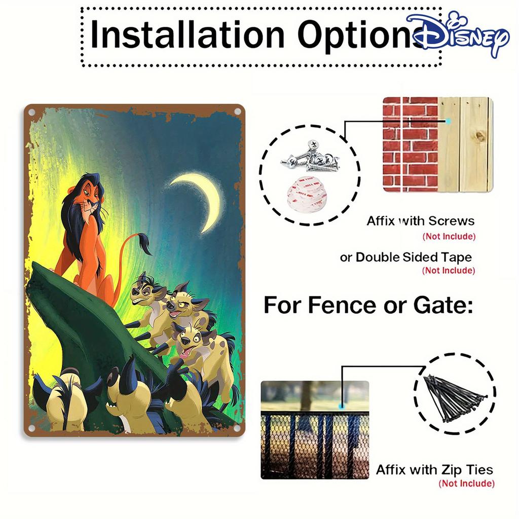 Disney 1pc Metal Tin Sign Majestic Lion King with Hyenas in Colorful Jungle Art20.32 x 30.48 cm Perfect for Home Decor and Holid