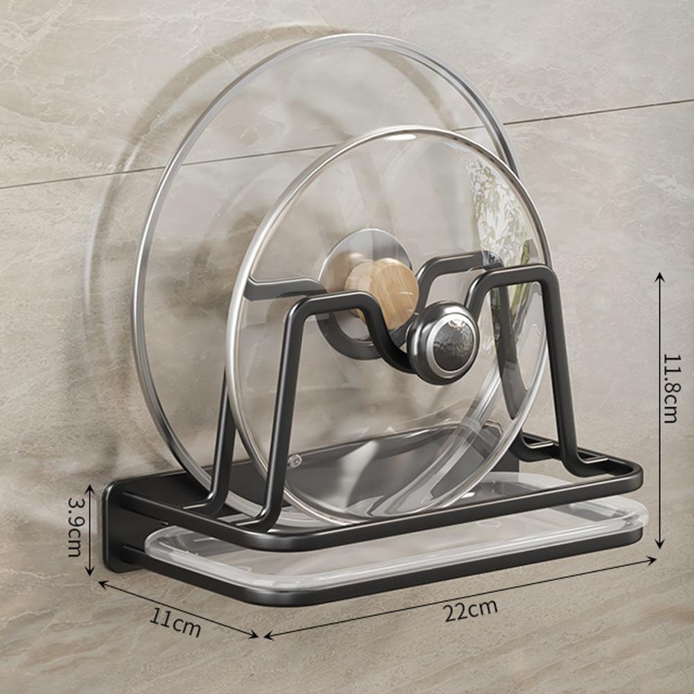 Wandmontierter Topfdeckelhalter mit Ablagefach Stanzfrei Topfdeckel Abtropfgestell Aufbewahrungsregal