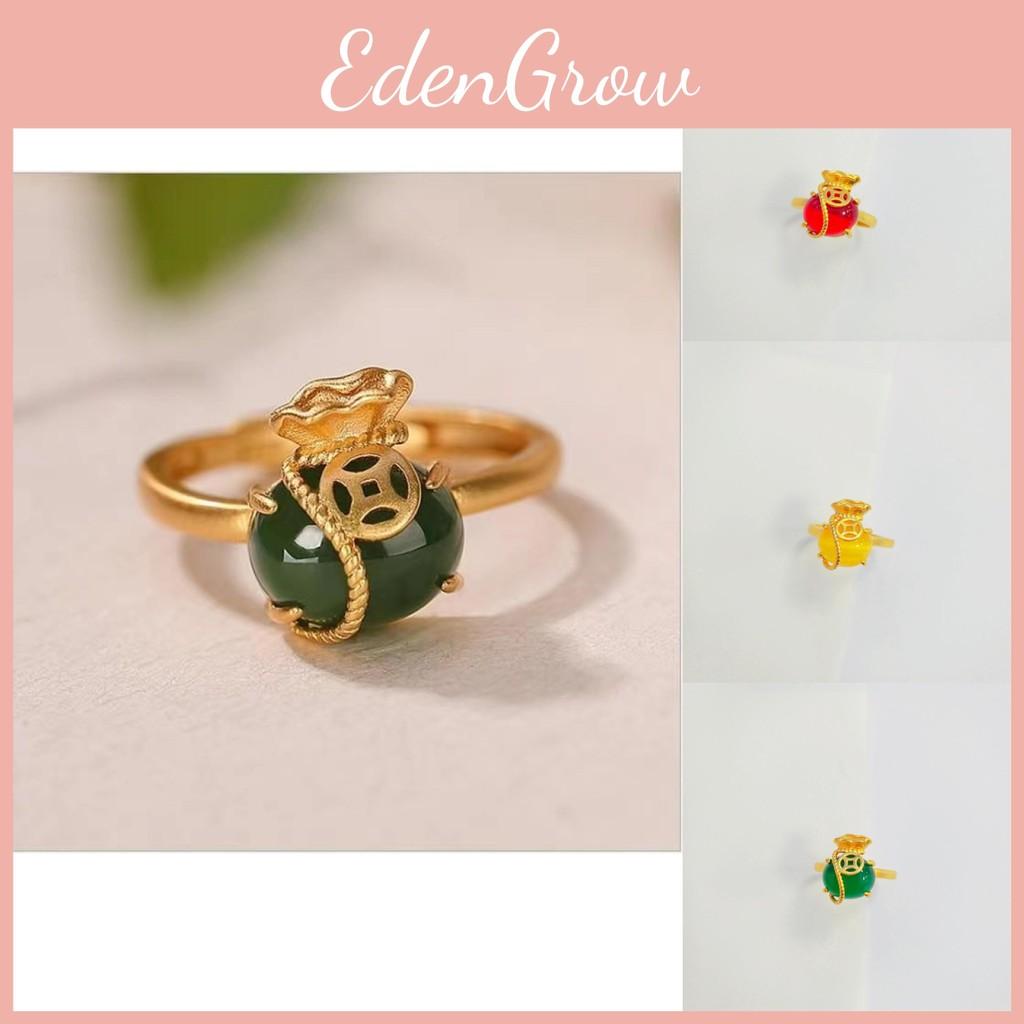Unique Vietnamese Coin Pouch Ring Charming Gold Plated Brass Ring With Geometric Shape