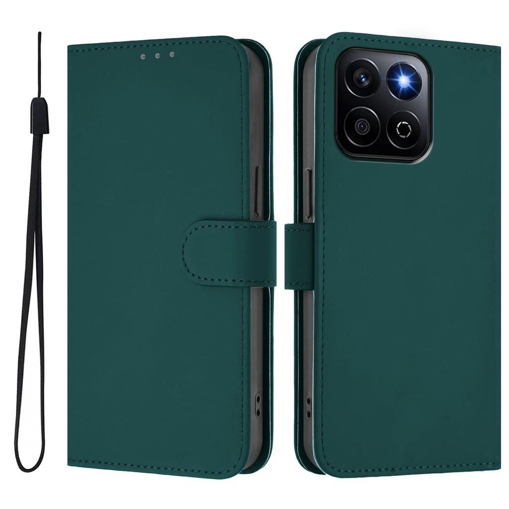 For Honor X7c 4G/Honor 200 Smart 5G/Honor X7c 5G Case Solid Color Wallet Leather Phone Cover with Strap