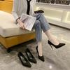 High Heels Women 2025 New Internet Celebrity Suede Fashion Versatile Autumn Women's Shoes Korean Version Banquet Thin Heel Pointed Shoes