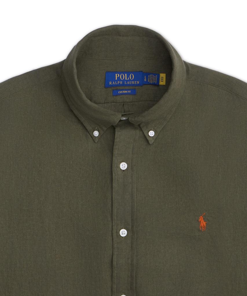 POLO RALPH LAUREN Custom Fit Linen Shirt - Dark Green