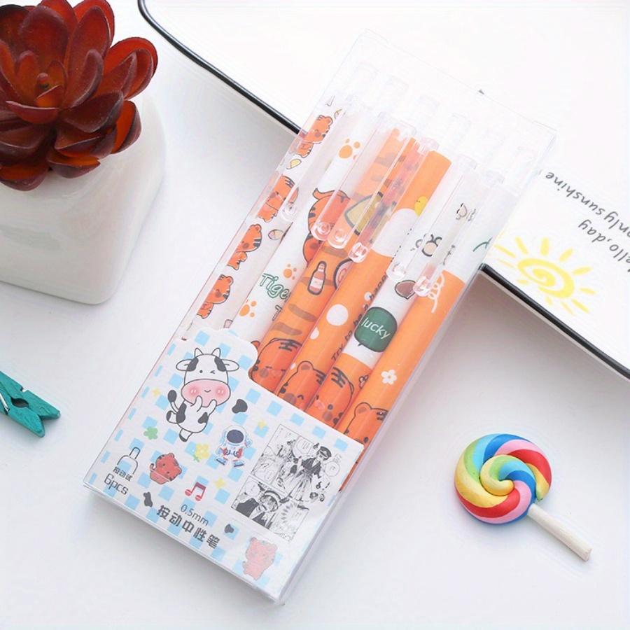 Înapoi la școală sezonul de 0,5 mm 6 pixuri de presă în cutie pentru învățare creativă stilou cu gel de presă de înaltă valoare Papetarie de birou drăguță stilou cu semnătură pe bază de apă