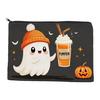 Digital Print Pouch Halloween Theme Cosmetic Bag, Durable Canvas Zipper Makeup Pouch, Storage Bag Portable for Stationery And Daily Cute Organizer