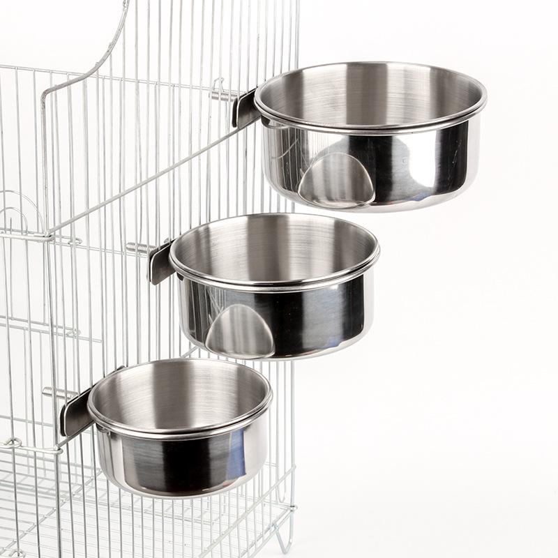 Stainless Steel Bird Feed Box Parrot Cups Bowls Container for Food Water Feeding Supplies