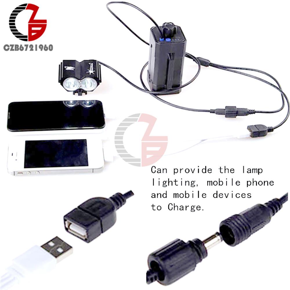 Portable 4 x 18650 Lithium Battery Case Waterproof 18650 Battery Box with USB DC Jack for Power Bank LED Bicycle Light Bike Lamp