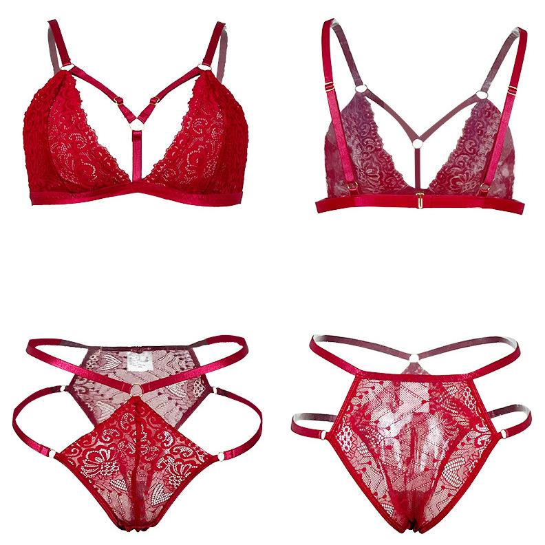Fei Yun Red Lace Multi-belt Erotic Underwear Set Women's Sexy Bra Underwear Two-piece Set 181