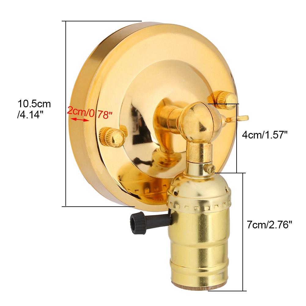 Vintage Light Holder E27 Wall Lamp with Switch for Home Use and Decoration 220V Gold