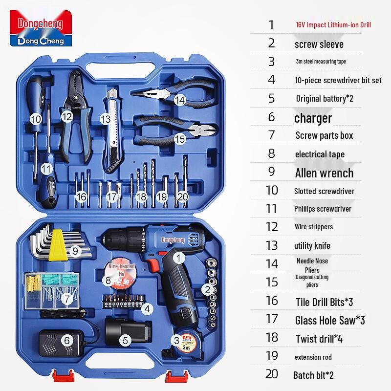 Dongcheng 16V Cordless Lithium-Ion Drill & Screwdriver CN Plug (adapter Included)