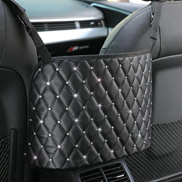 

Органайзер для хранения автомобильного сиденья, держатель для сумки из искусственной кожи, автомобильная внутренняя укладка, многофункциональная сумка на спинку сиденья автомобиля Rhinestone PU