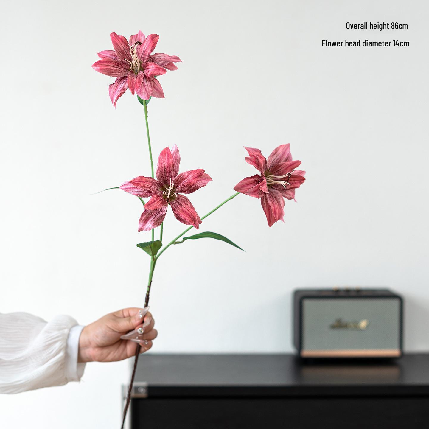 3-Head Lily Artificial Flower for Home Decoration and Wedding Arrangements