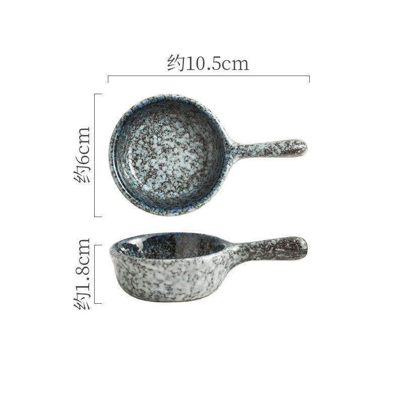 1PC Japanese Soy Sauce Dish Ceramic Seasoning Dish with Handle Tomato Sauce Container Restaurant Snack Plate Kitchen Tableware