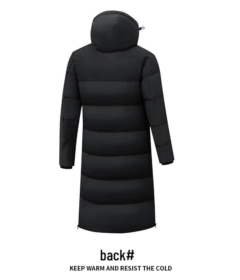 Neue nationale Norm 80 Daunenjacke aus weißer Entendaune: Unisex Kniehoher Winter-Trainingsmantel