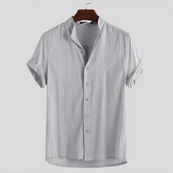 2024 Herr Europeisk & Amerikansk Mode Enfärgad Lös Långärmad Nedvikt Krage Skjorta