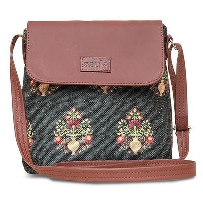 Bedruckte, handgefertigte Umhängetasche aus veganem Leder für Damen