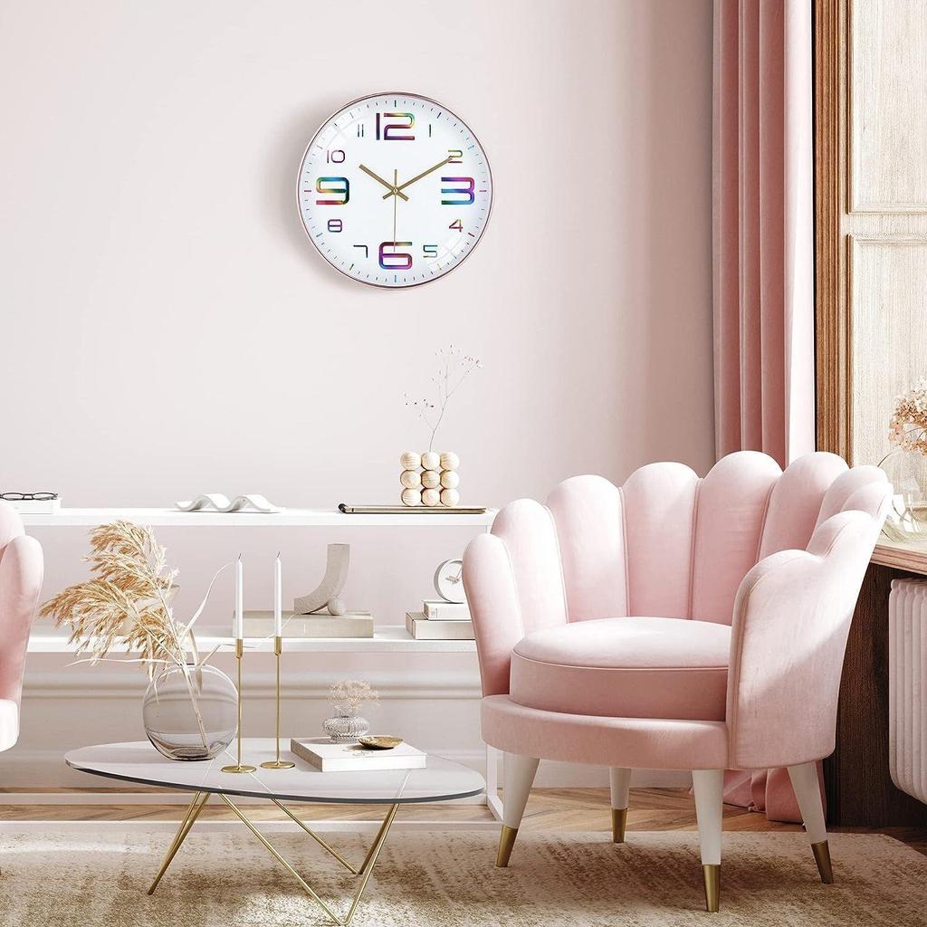 კედლის საათი 12" უხმო კვარცი დეკორატიული უახლესი საათი არტიკტიკი კლასიკური საათი ბატარეაზე მრგვალი ადვილად წასაკითხი ოთახისთვის/სახლისთვის