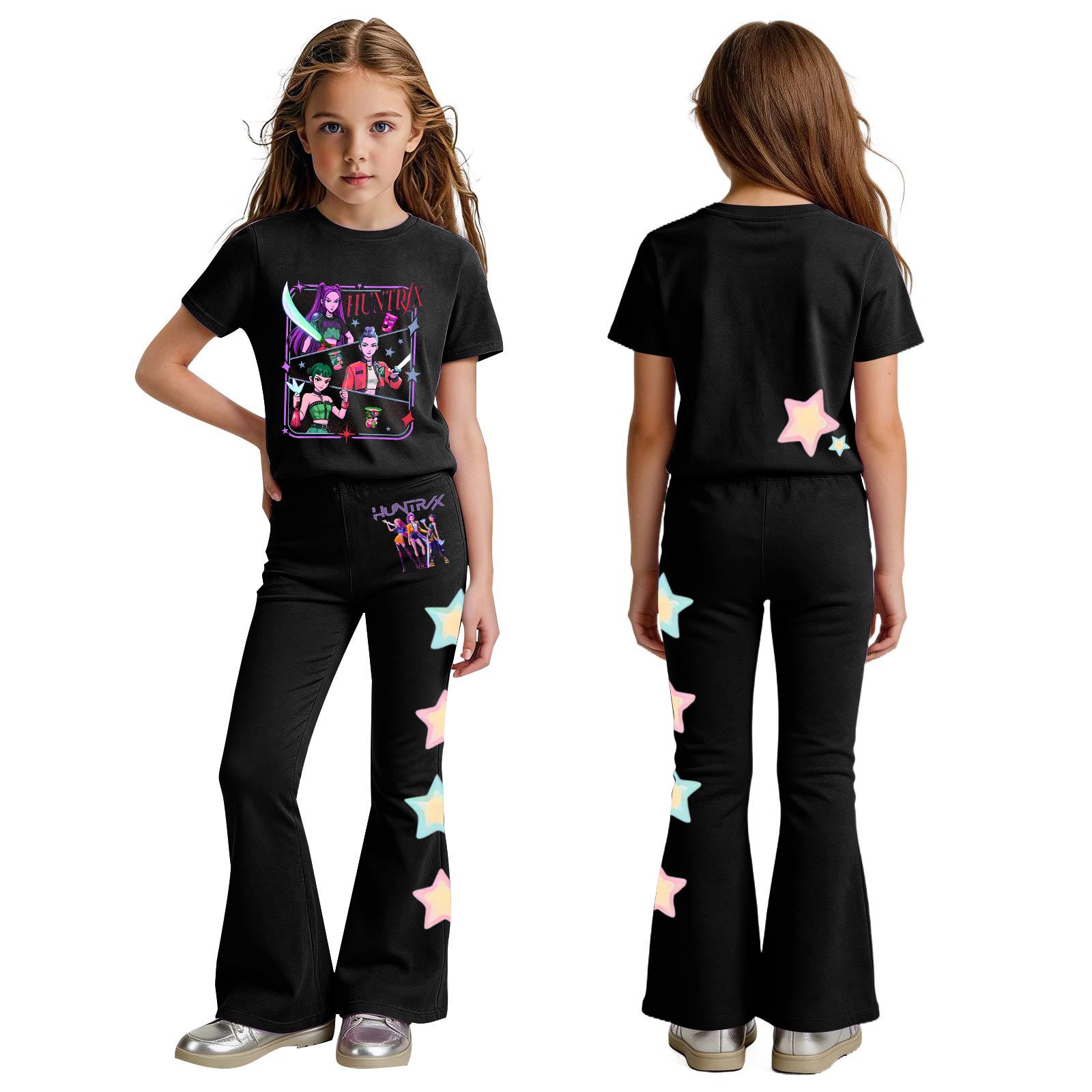 Комплект одежды для новорожденных девочек и мальчиков, свободная футболка с принтом и штаны 110