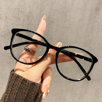 Ultra Light 6G Mustard Tea Glasses Women'S Retro Round Frame Myopia Can Be Matched With Degree Plain Face Small Frame Women'S Eye Frame