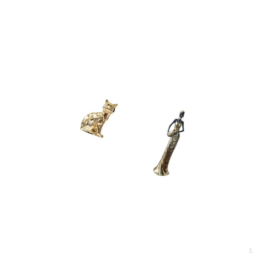 Cat Statue Decorative Figurine Animal Sculpture Art Craft Ornament African Tribal Lady Vintage
