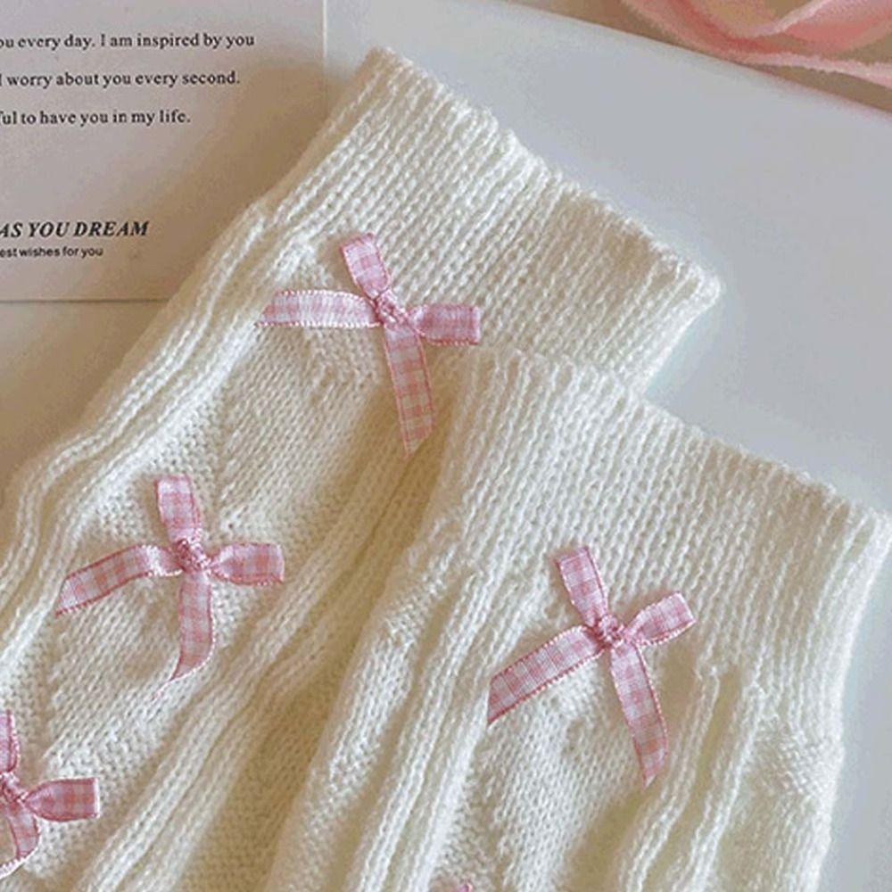Harajuku Children's Leg Warmers Korean Style Plaid Bow Socks Cute Knitted Leg Cover  Baby