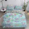 Building Block King Queen Duvet Cover Colorful Brick Bedding Set For Kids Teens Adults Cartoon 2/3pcs Polyester Comforter Cover
