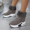 Autumn and winter new thick-soled snow boots large size casual warm cotton shoes medium tube solid color wedge heel air cushion short boots