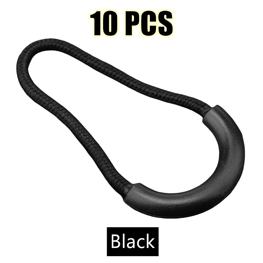 

10pcs Mix Color U Shape Cord Zipper Pull Strap Lariat for Clothing Luggage & Bags Durable Zipper Puller Accessories чорний