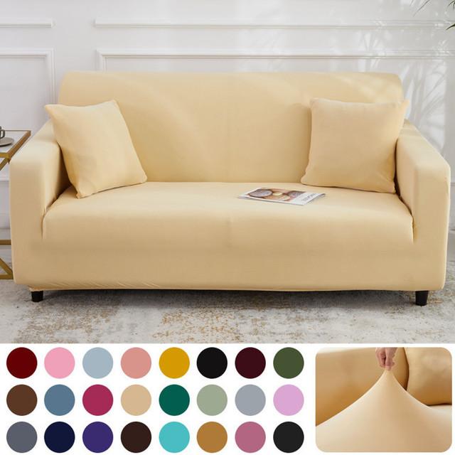 Solid Color Sofa Cover Stretch Milk Silk Fabric Couch Covers For Living Room Sectional Corner Sofa Slipcovers Chair Protector