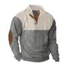Herbst/Winter Herren Casual Color-Blocked Sweatshirt mit Kragen und Kord-Stehkragen
