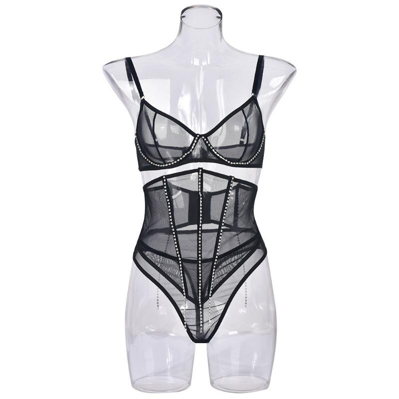 Sexy underwear mesh yarn fish bone seam drill body sculpting sexy high quality three