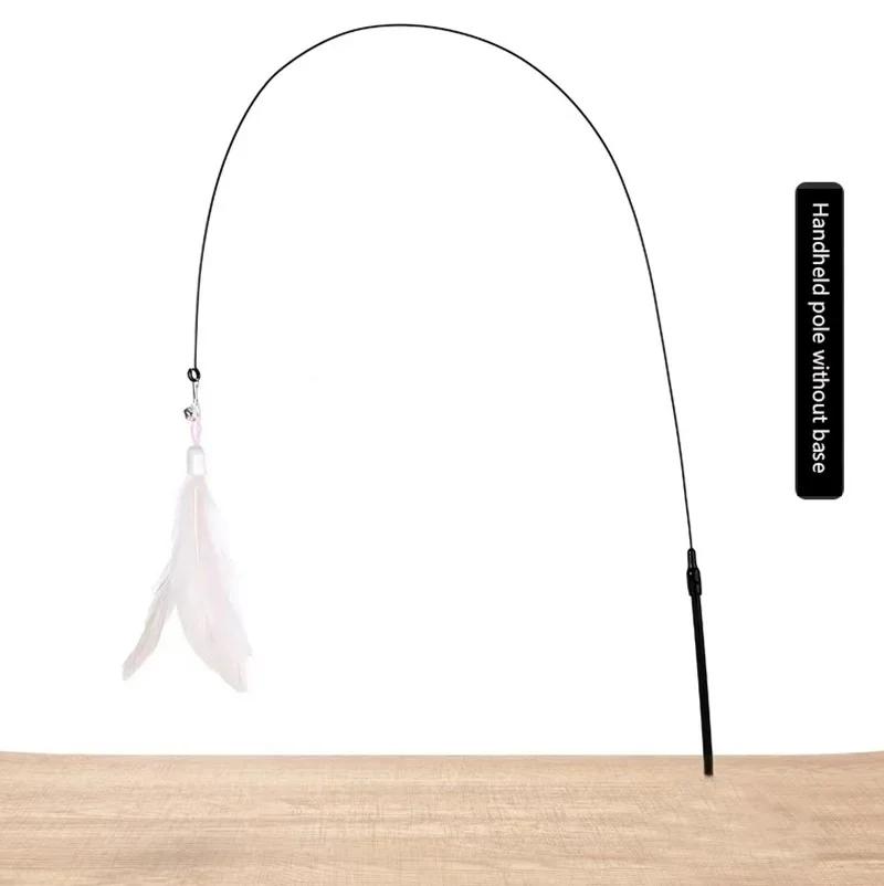 Premium Supplies High Quality Interactive Cat Toy Handfree Cat Stick Playing Kitten Playing Teaser Wand Toy Suction Cup BirdFeather Cat Wand Pet