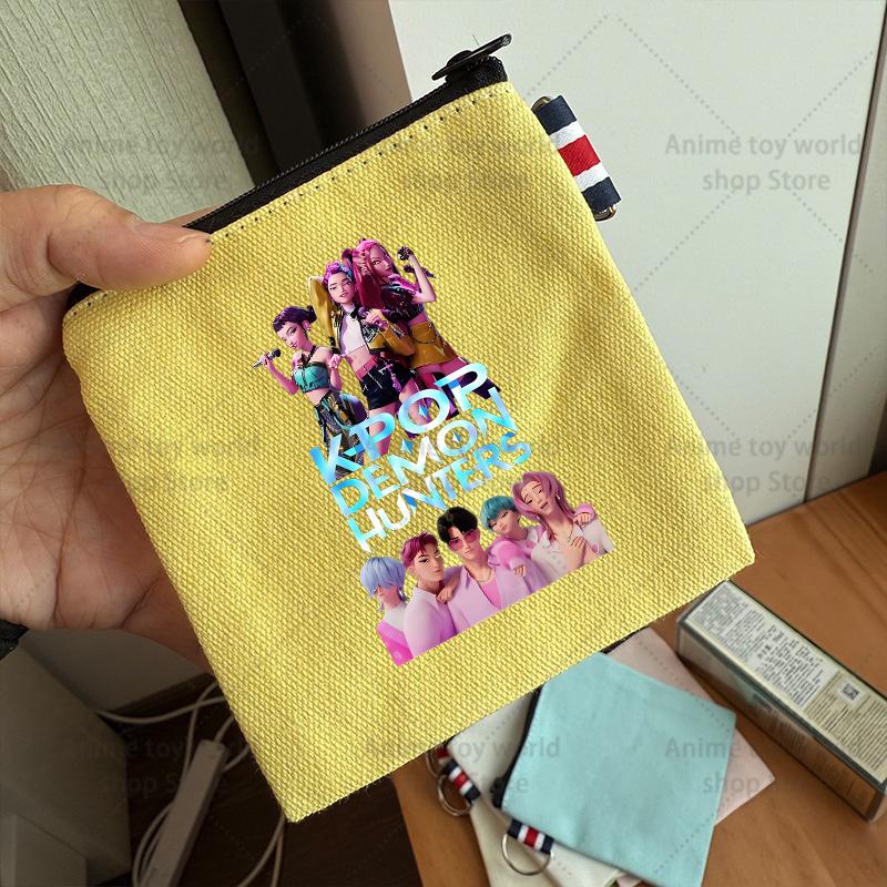 KPop Demon Hunters Makeup Bag Women Cute Anime Canvas Multicolored Pencil Case Zipper Hand-carried Finishing Storage Bags Gift