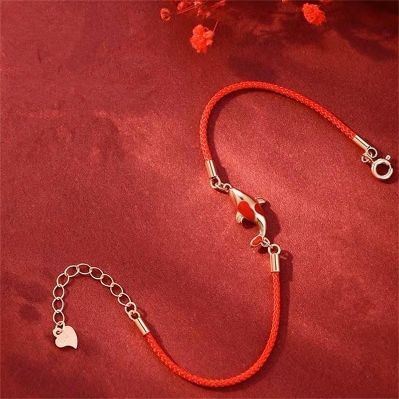 Fashion Rope Bracelet Lucky Red String Koi Fish Bracelet For Women Men Lovers Wristband Bead New Year Bring Good Luck Jewelry